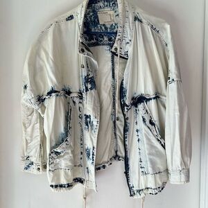 Lightweight Acid Wash Jacket with Drawstring